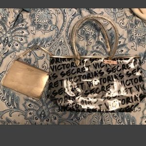 Victoria’s Secret Clear Beach Tote w/Gold Wristlet